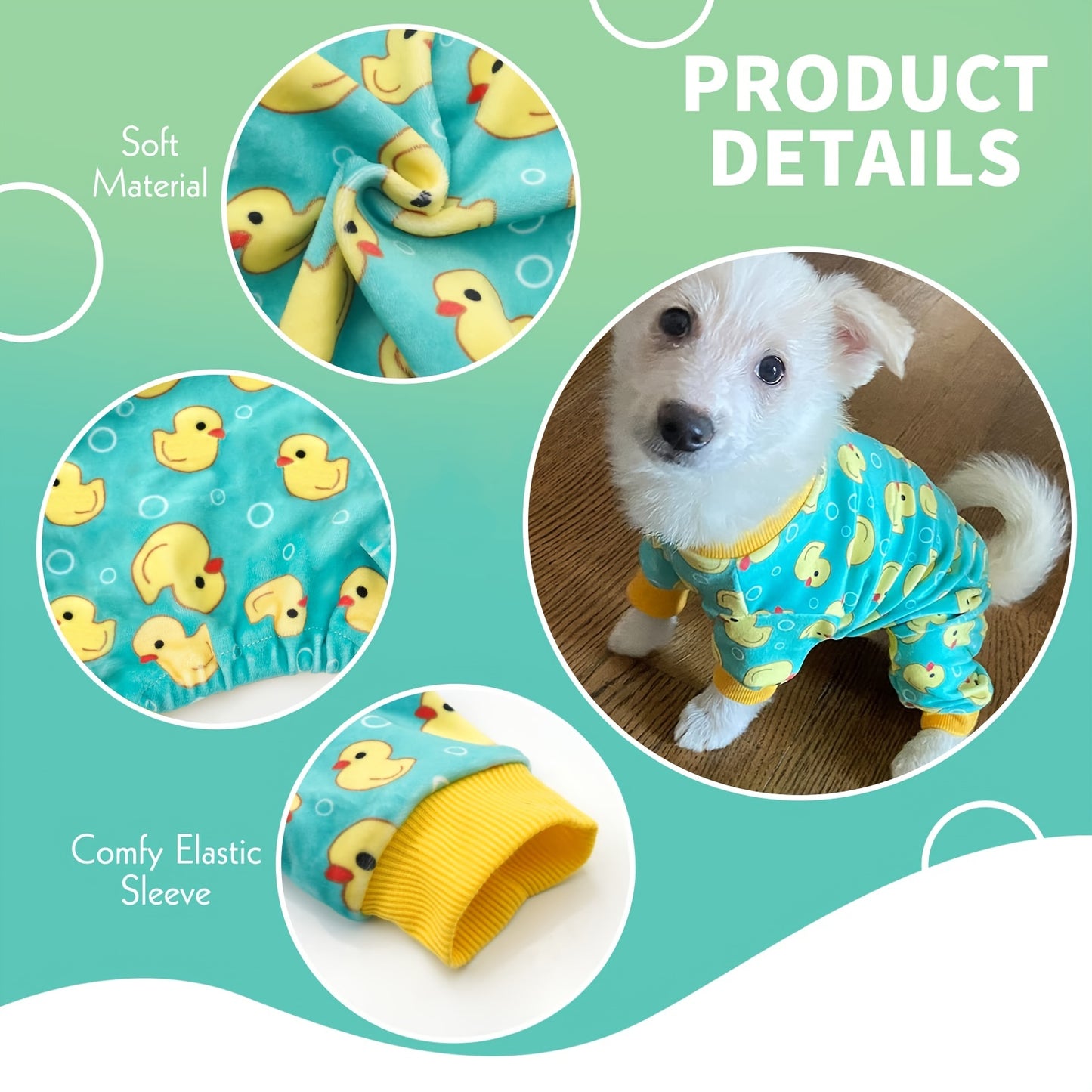 1pc Cute Duck Graphic Pet Pajamas Breathable Dog Loungewear For Dog And Cat Clothes