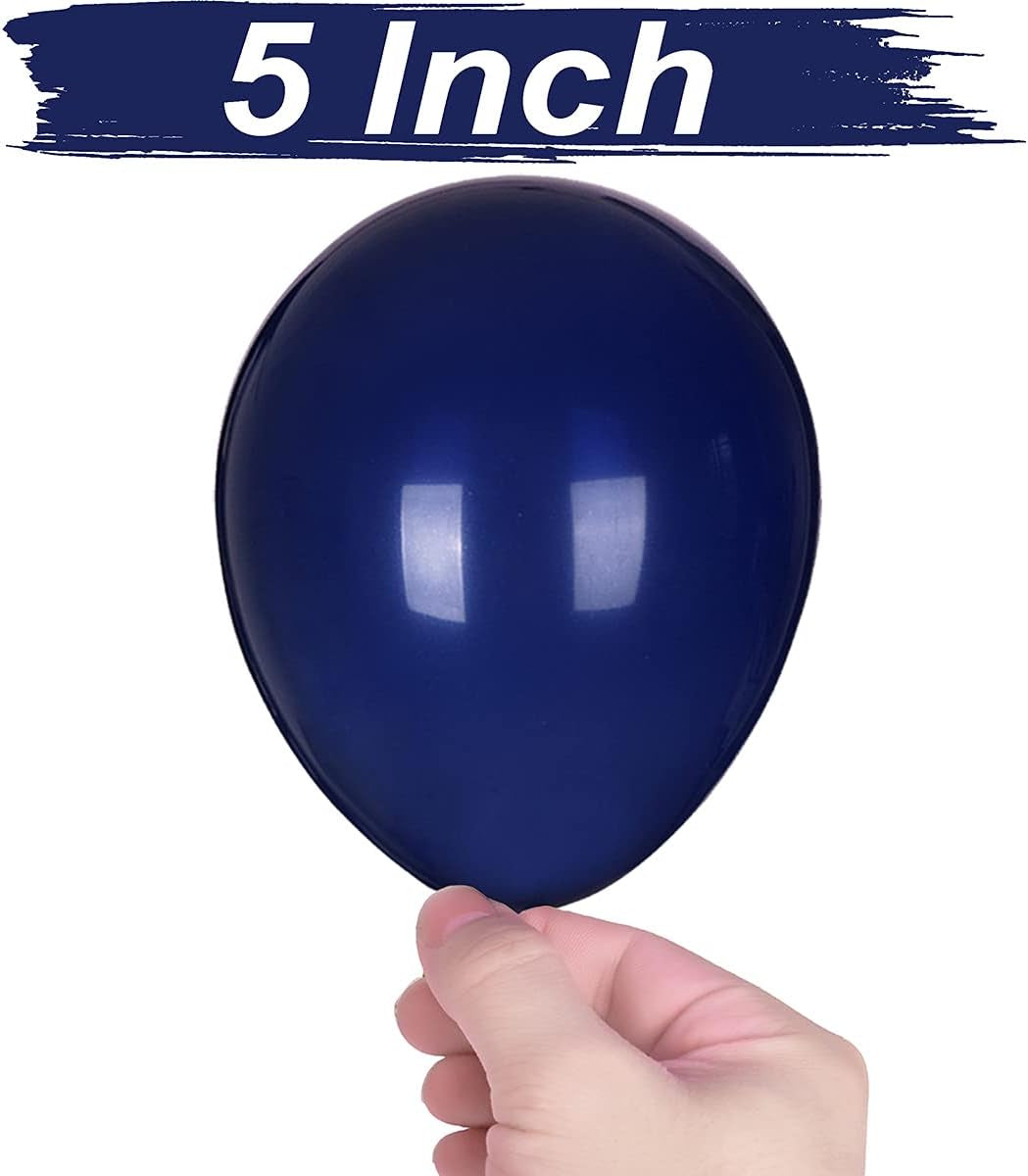 50 Pcs 5 Inch Navy Blue Balloons, Navy Blue Latex Balloons for Baby Shower Blue Theme Birthday Graduation Party Decorations