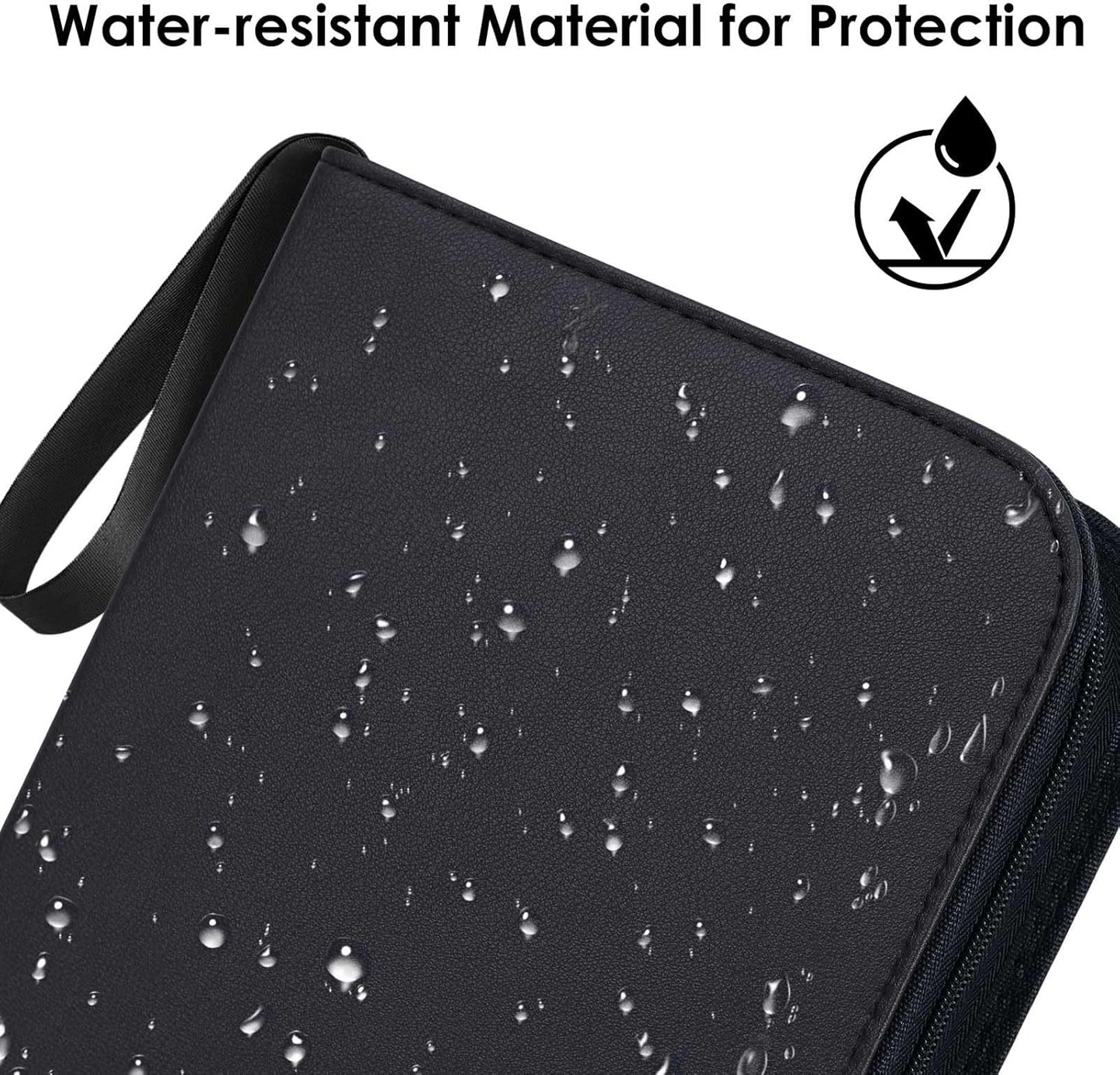 400 Pockets Binder Sleeves Carrying Case for Baseball, Trading, Football and Sports Cards (Black)