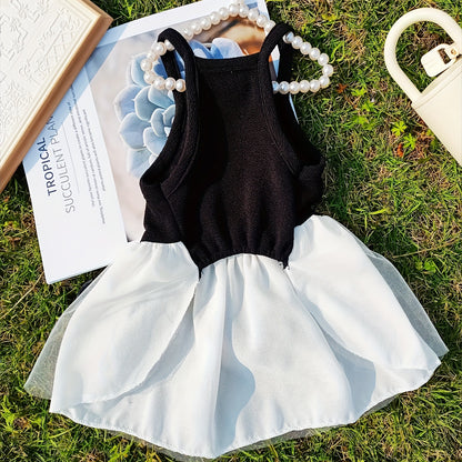 [Popular Choice] Chic Hepburn-Inspired Pet Dress with Bowknot - Breathable Mesh Tutu Skirt for Small to Medium Dogs and Cats, Perfect for Spring & Summer, Butterfly Knot, Suitable for All Seasons