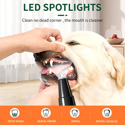 Pet Teeth Cleaning Kit With LED Light For Dogs, 5 Modes For Teeth Care To Remove Stains Calculus, Dog Toothbrush Plaque And Tartar Remover