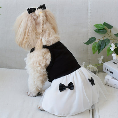 [Popular Choice] Chic Hepburn-Inspired Pet Dress with Bowknot - Breathable Mesh Tutu Skirt for Small to Medium Dogs and Cats, Perfect for Spring & Summer, Butterfly Knot, Suitable for All Seasons