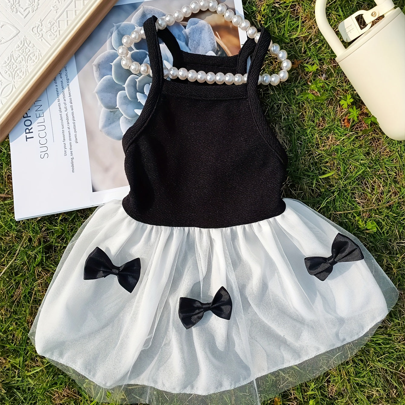[Popular Choice] Chic Hepburn-Inspired Pet Dress with Bowknot - Breathable Mesh Tutu Skirt for Small to Medium Dogs and Cats, Perfect for Spring & Summer, Butterfly Knot, Suitable for All Seasons
